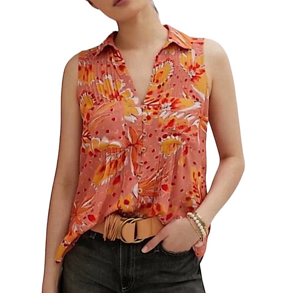 VERA for ANTHROPOLOGIE: Floral Buttondown Tank Size Medium